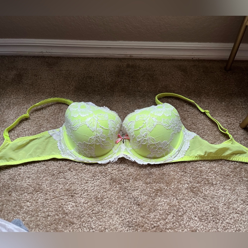 Victoria s Secret Bra size 34D Body by Victoria Lined Demi Bra Neon yellow